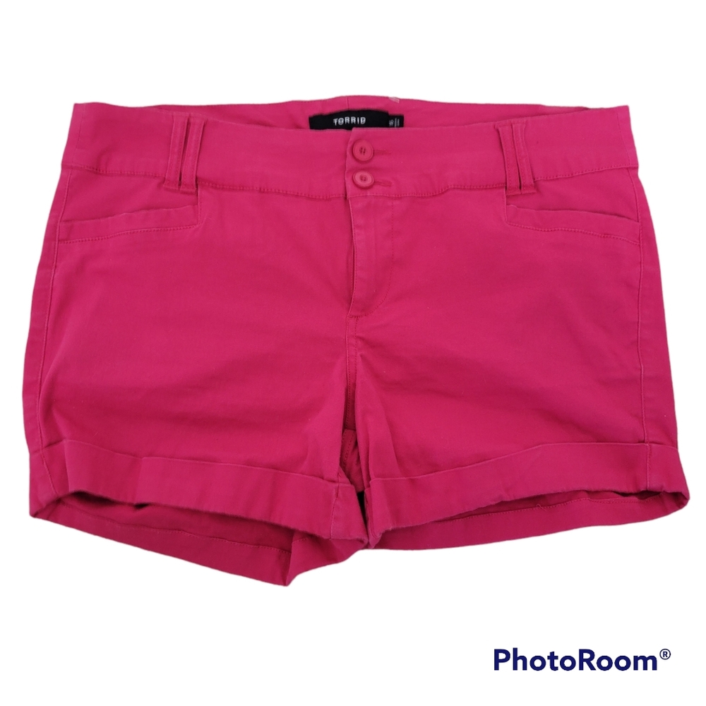 TORRID Hot Pink Cuffed Button Shorts in 16